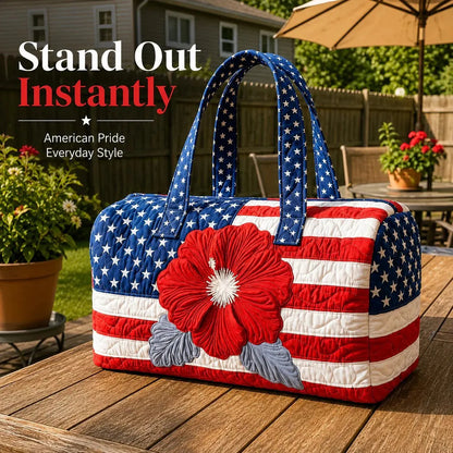 🔥Floral American Flag Travel Duffel