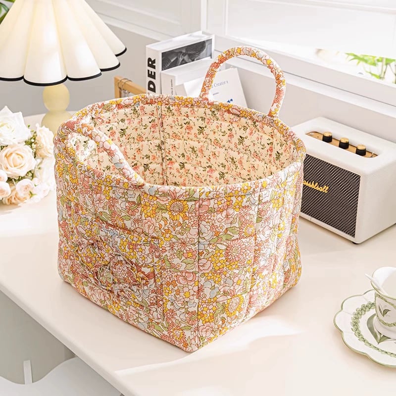 Large Capacity Floral Interior Storage Basket