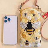 Honeycomb Giant Bee Quilted Slim Phone Crossbody Bag
