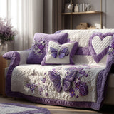 Amethyst Wings Quilted Sofa Cover