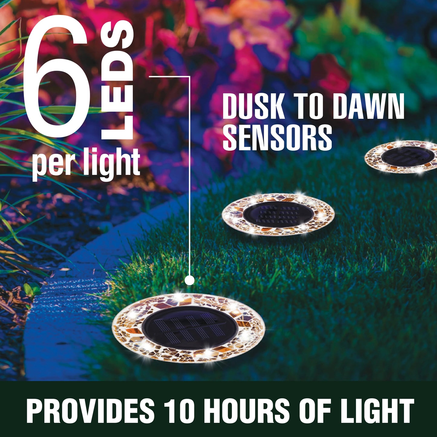 Waterproof Outdoor Glass LED Mosaic Solar Disk Light