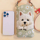 Westie Daisy Floral Quilted Slim Phone Crossbody Bag