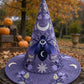 Purple Moon Mystic Celestial Handcrafted Quilted Witch Hat