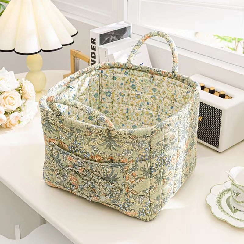 Large Capacity Floral Interior Storage Basket