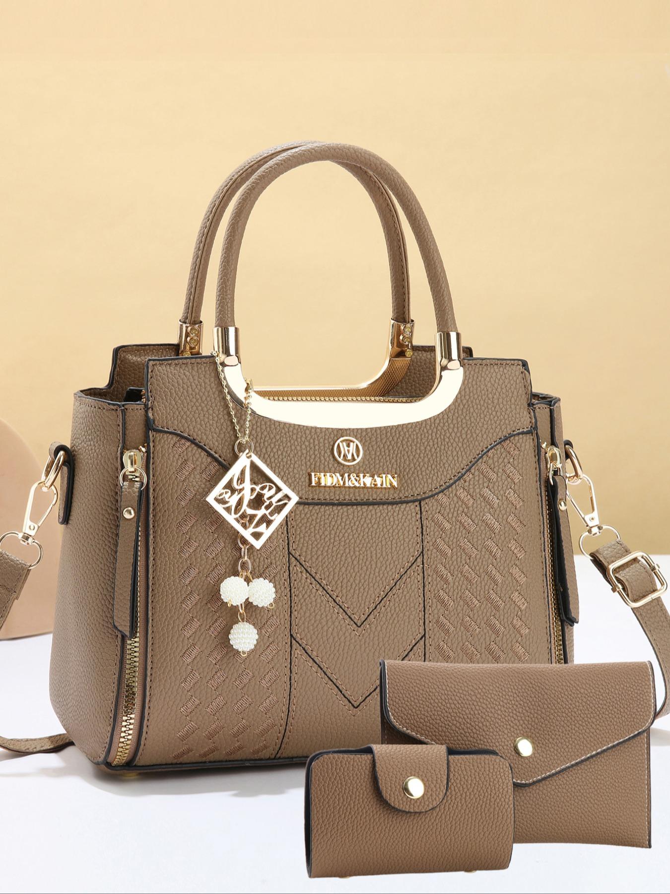 3 PCS Women's Elegant Embroidered Pattern Tote Bag