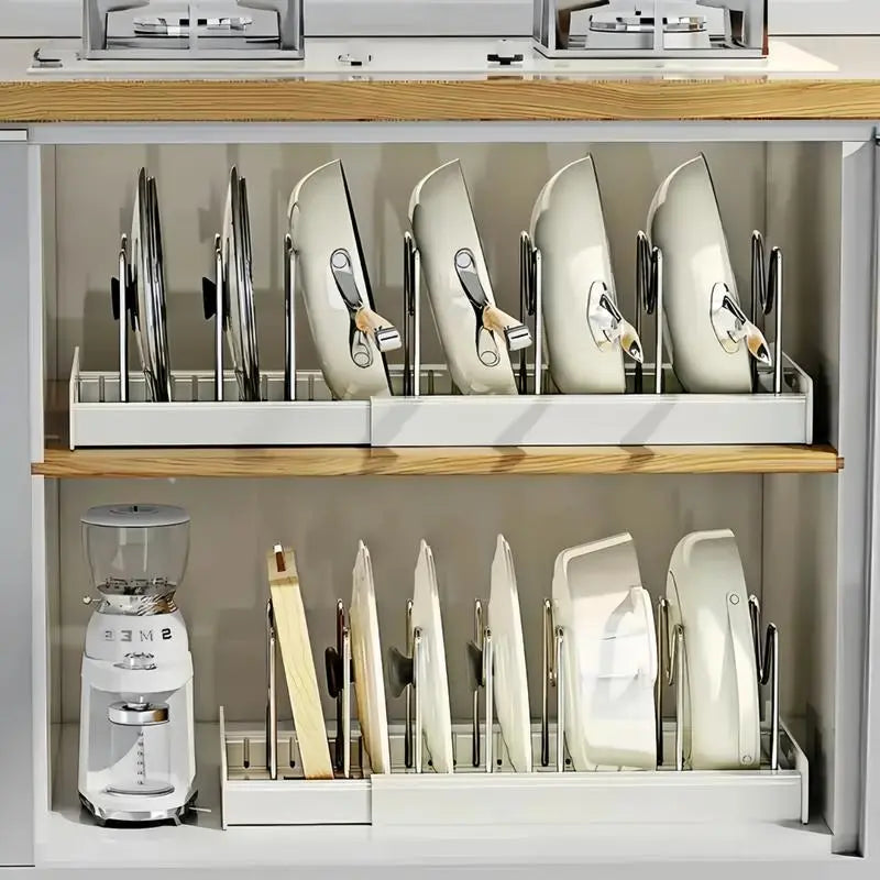 Pot Lids Organizer Rack for Cabinet and Countertop