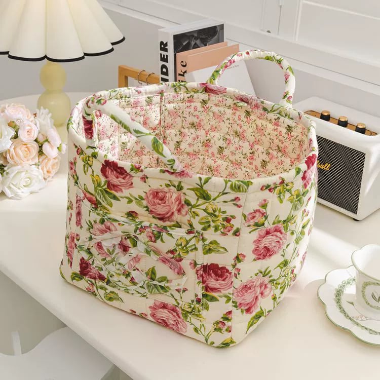 Large Capacity Floral Interior Storage Basket