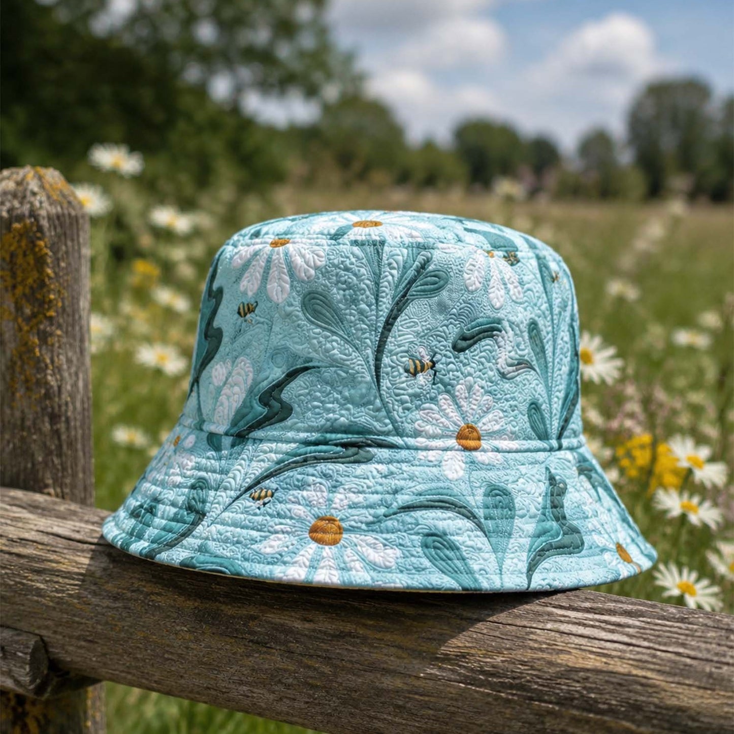 Coastal Botanical Quilted Bucket Hat