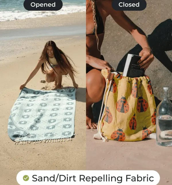 2-in-1 Seashells Towel Bag