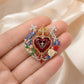 Sacred Heart Floral Gemstone Brooch | Vintage Palace-Inspired Statement Pin