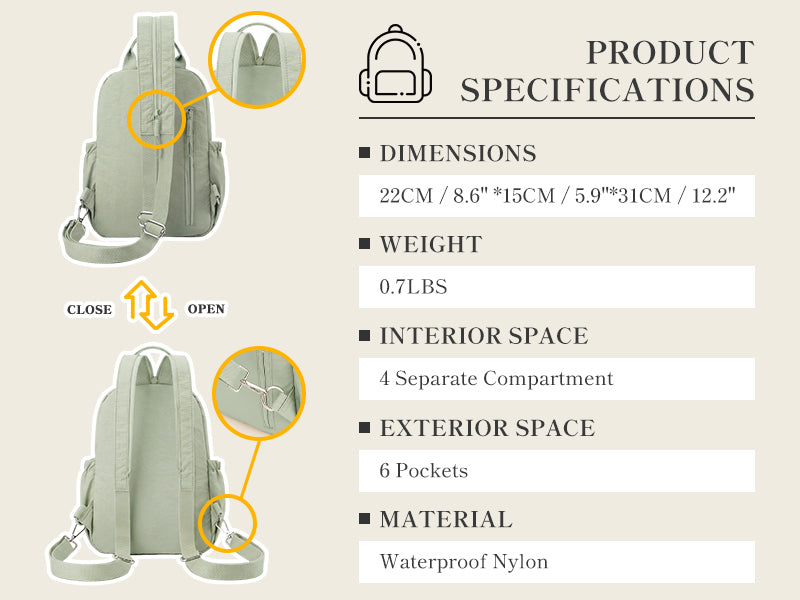 Mini Lightweight Nylon Women Backpacks