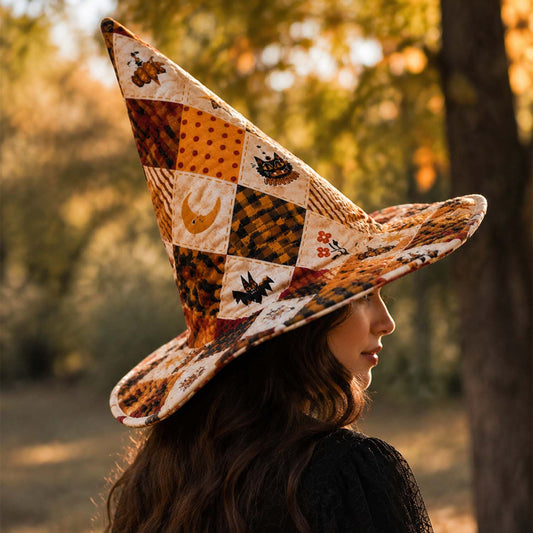 Vintage Patchwork Halloween Handcrafted Quilted Witch Hat