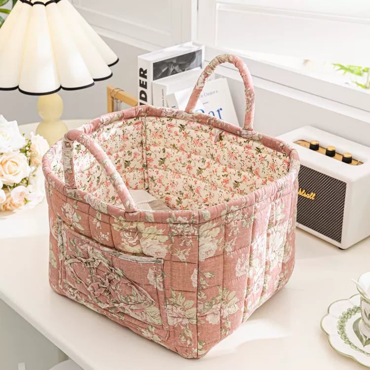 Large Capacity Floral Interior Storage Basket