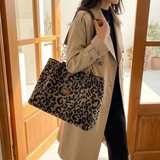 Leopard Print Tote with Chain Detail