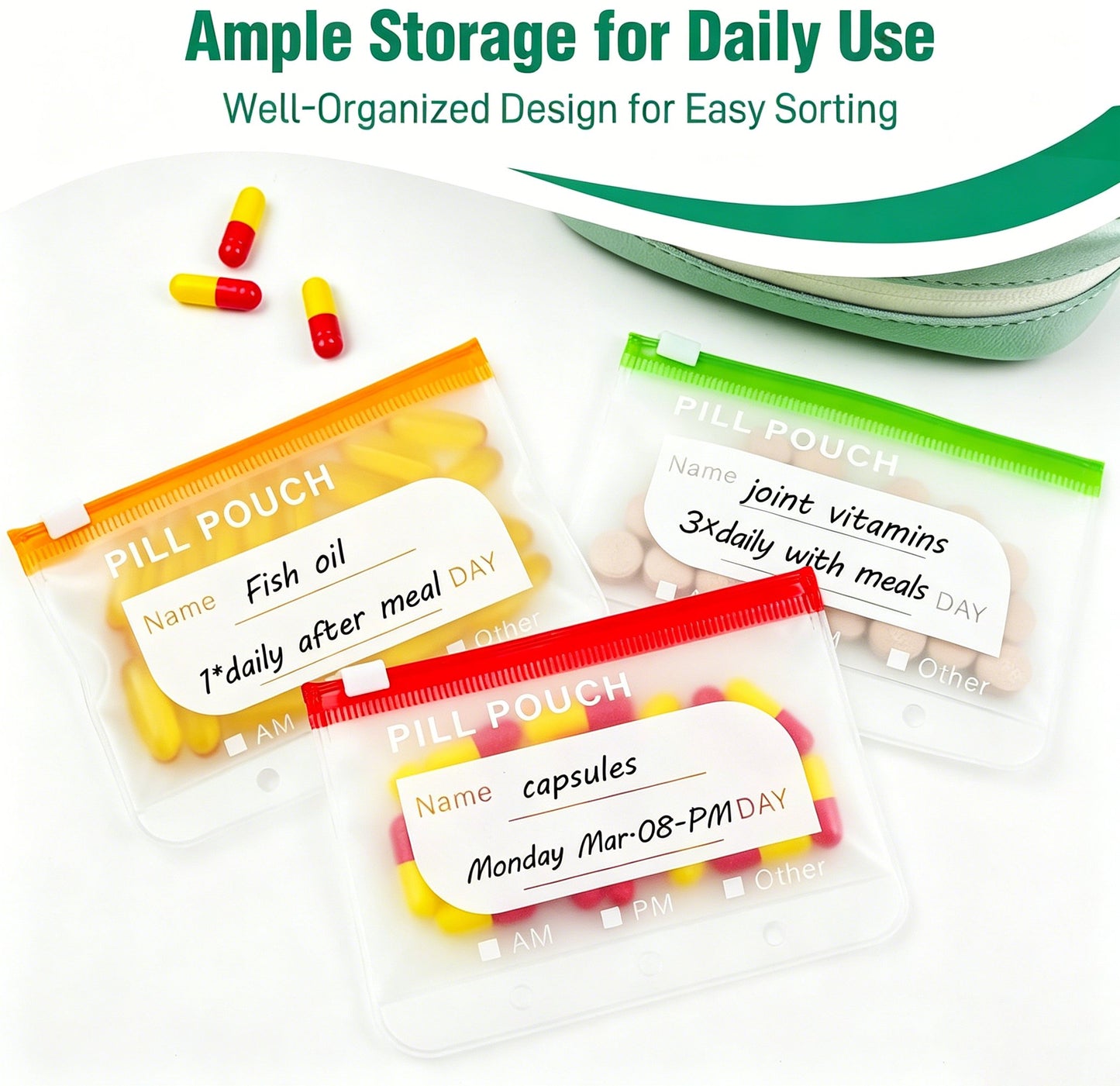 Waterproof Weekly Pill Organizer Pouch Set