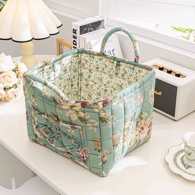 Large Capacity Floral Interior Storage Basket