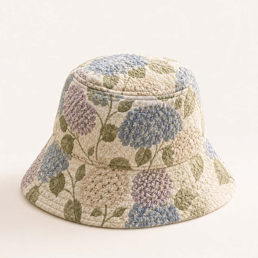 Hydrangea Floral Quilted Bucket Hat