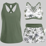 3 Piece Tankini with Shorts - Sporty Swimsuit