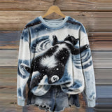 Lovely Cat In The Snow Cozy Plush Sweatshirt