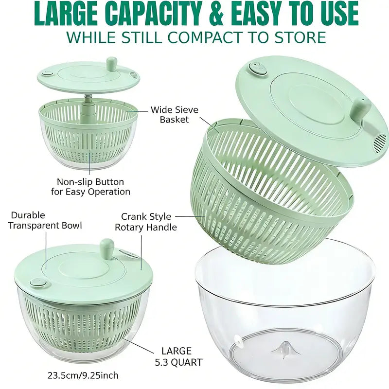 🔥9-in-1 Multifunctional Large Capacity Salad Spinner & Slicer