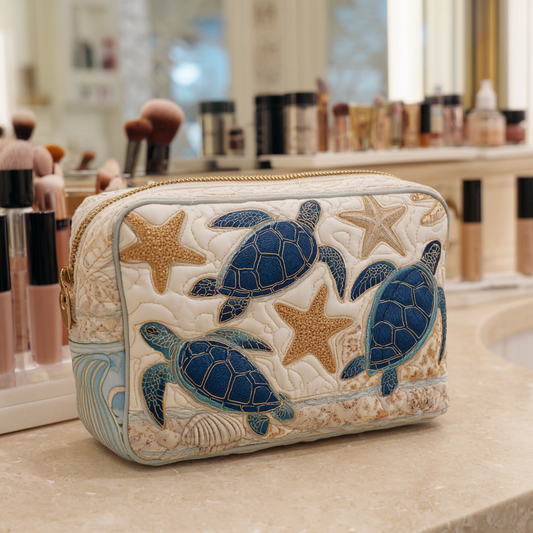 Turtle Spirit Quilted Makeup Bag