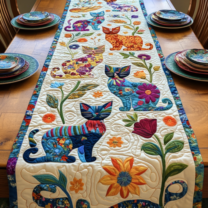 Feline Cat Fantasy Quilted Table Runner