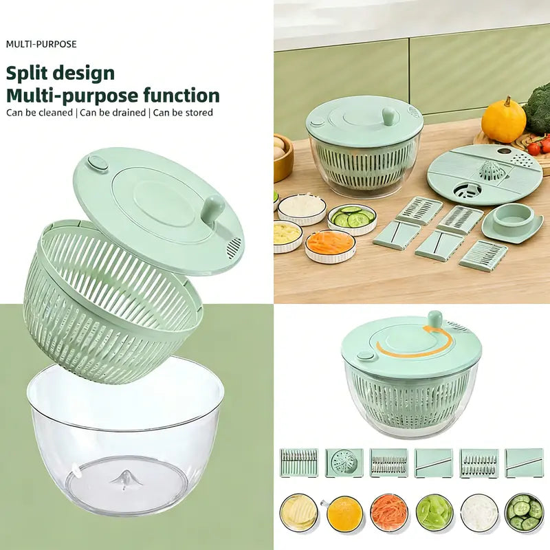 🔥9-in-1 Multifunctional Large Capacity Salad Spinner & Slicer
