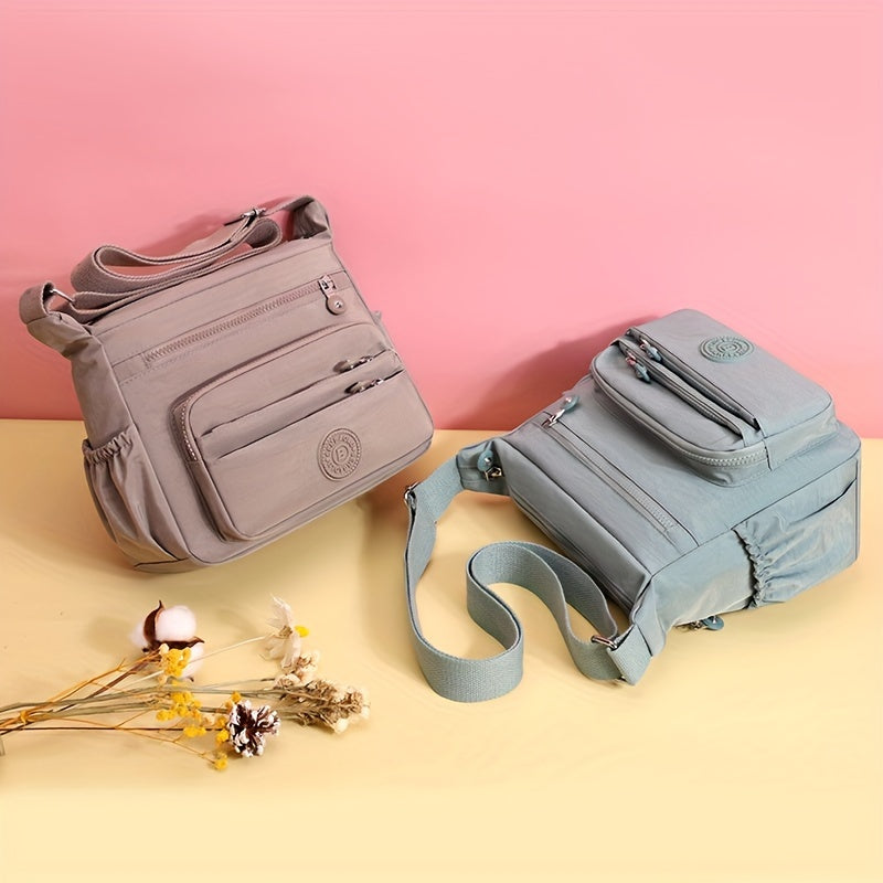 Nylon Lightweight Single Shoulder Bag with Multiple Pockets