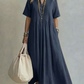 Pin-Tuck Maxi Dress with Pockets