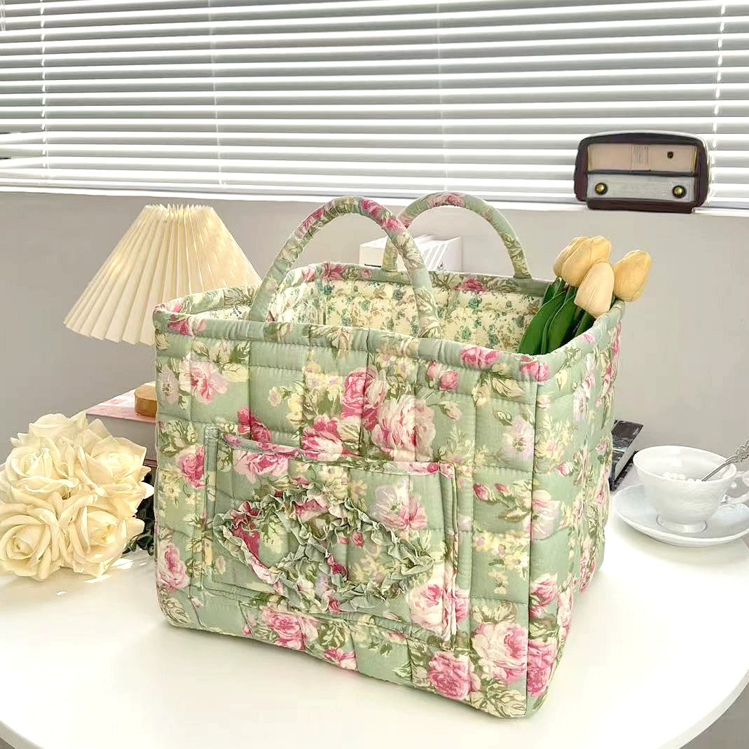 Large Capacity Floral Interior Storage Basket