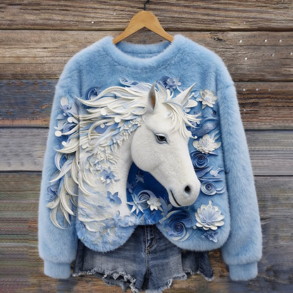 Western Horse Cozy Plush Sweatshirt