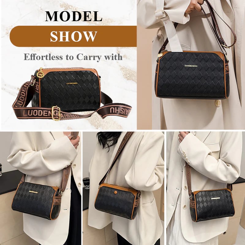 Fashion Diamond Pattern Large Capacity 3-Layer Crossbody Bag💕