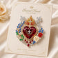 Sacred Heart Floral Gemstone Brooch | Vintage Palace-Inspired Statement Pin