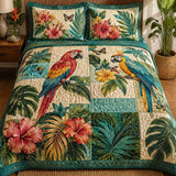 Tropical Parrot Botanical Quilted Bedding Set