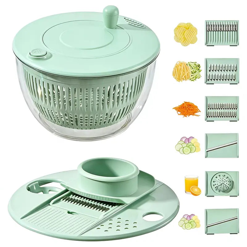 🔥9-in-1 Multifunctional Large Capacity Salad Spinner & Slicer