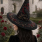 Black Rose Raven Victorian Gothic Handcrafted Quilted Witch Hat