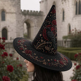 Black Rose Raven Victorian Gothic Handcrafted Quilted Witch Hat