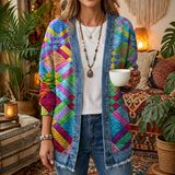 Ethnicity Geometry Colorful 3D Digital Printing Denim Shirt