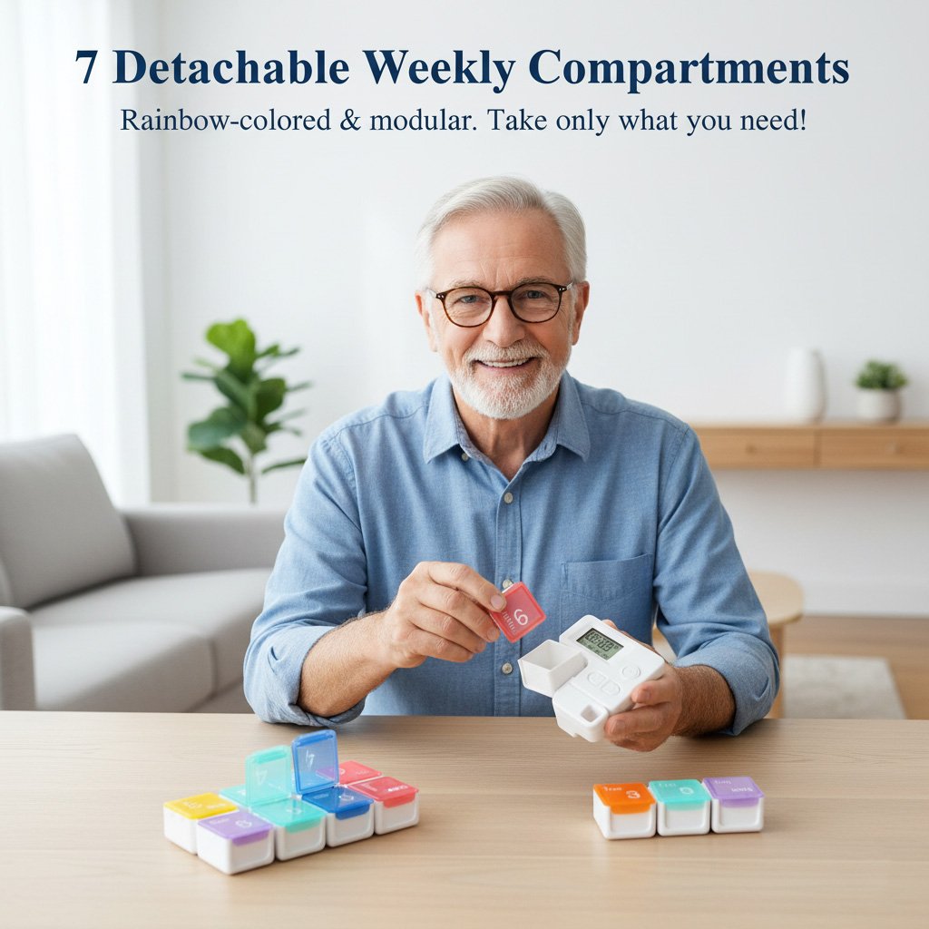 7 Days Pill Dispenser Organizer with Reminder Alarm
