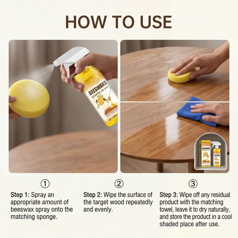 Beeswax Wood Polish Spray Restore Shine Protect Furniture