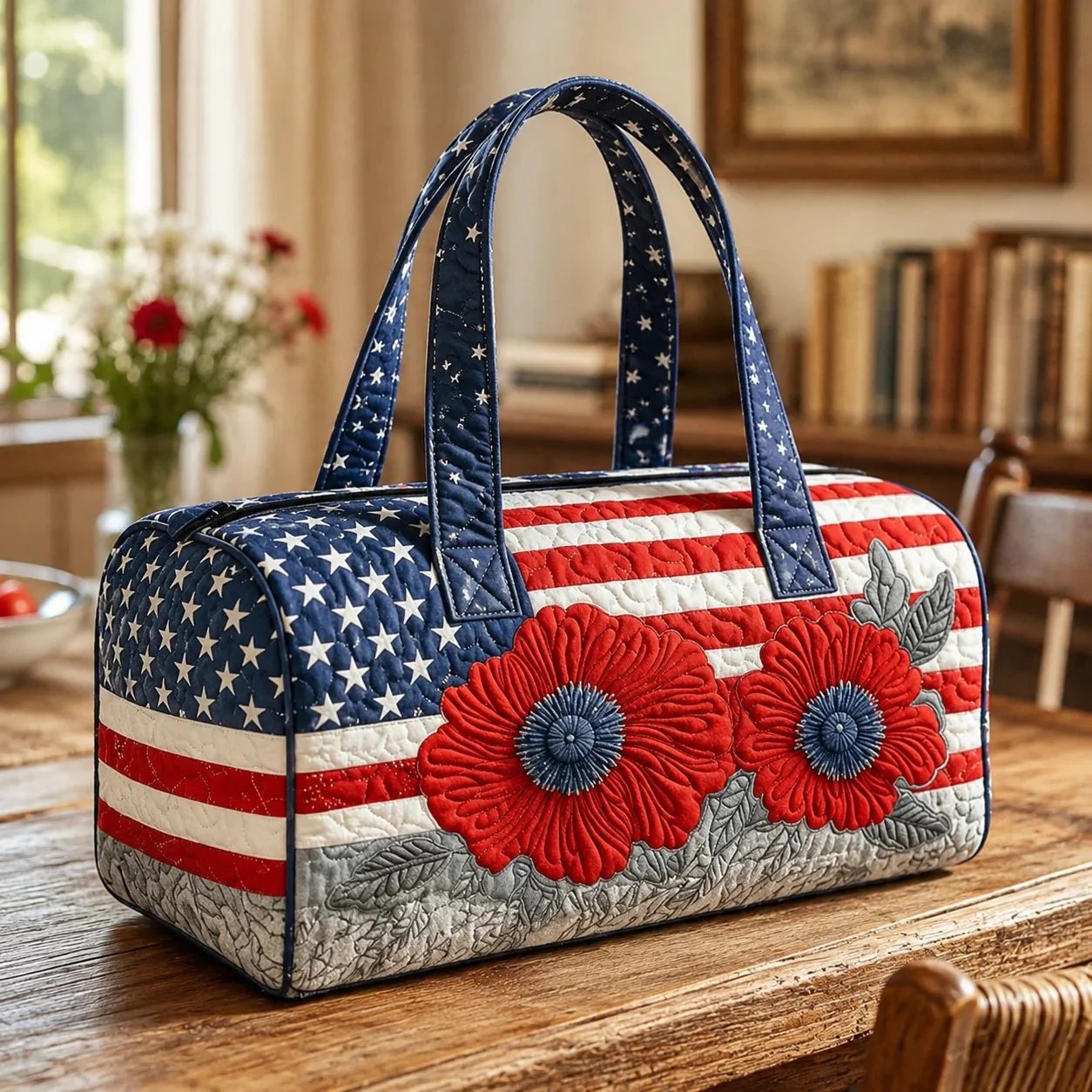 🔥Floral American Flag Travel Duffel