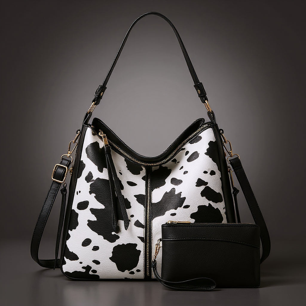 Luxury Leather Print Hobo Anti-theft Handbag