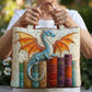 Emerald Dragon Book Guardian Handmade Tote Bag