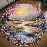 Golden Sunset River Quilted Round Mat
