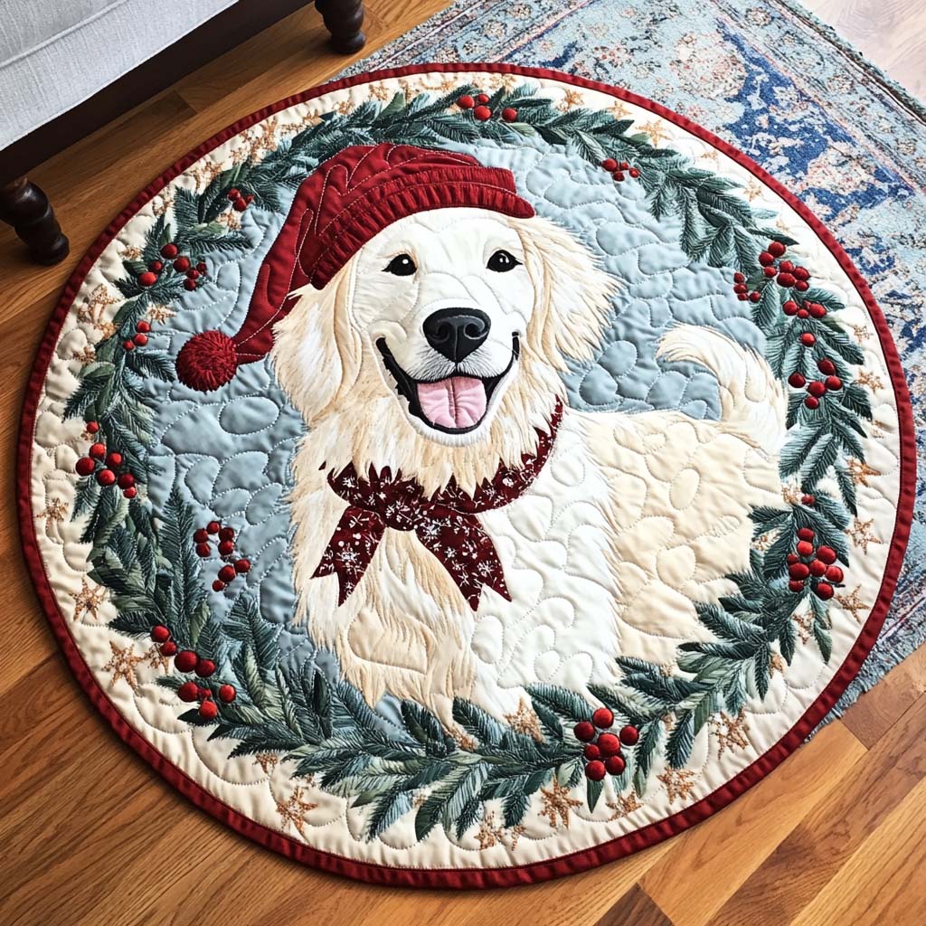 Golden Winter Wish Quilted Round Mat