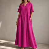 Pin-Tuck Maxi Dress with Pockets
