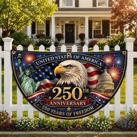 USA Anniversary Patriotic Quilted Fan Flag