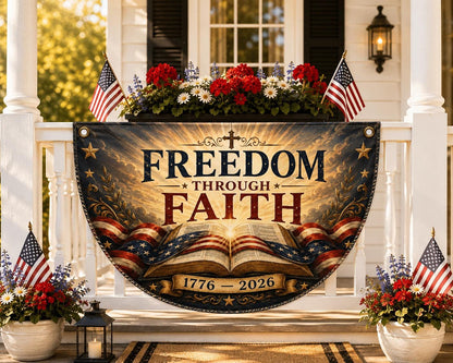 Freedom Through Faith Christian Quilted Fan Flag