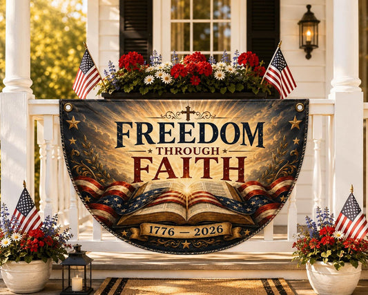 Freedom Through Faith Christian Quilted Fan Flag