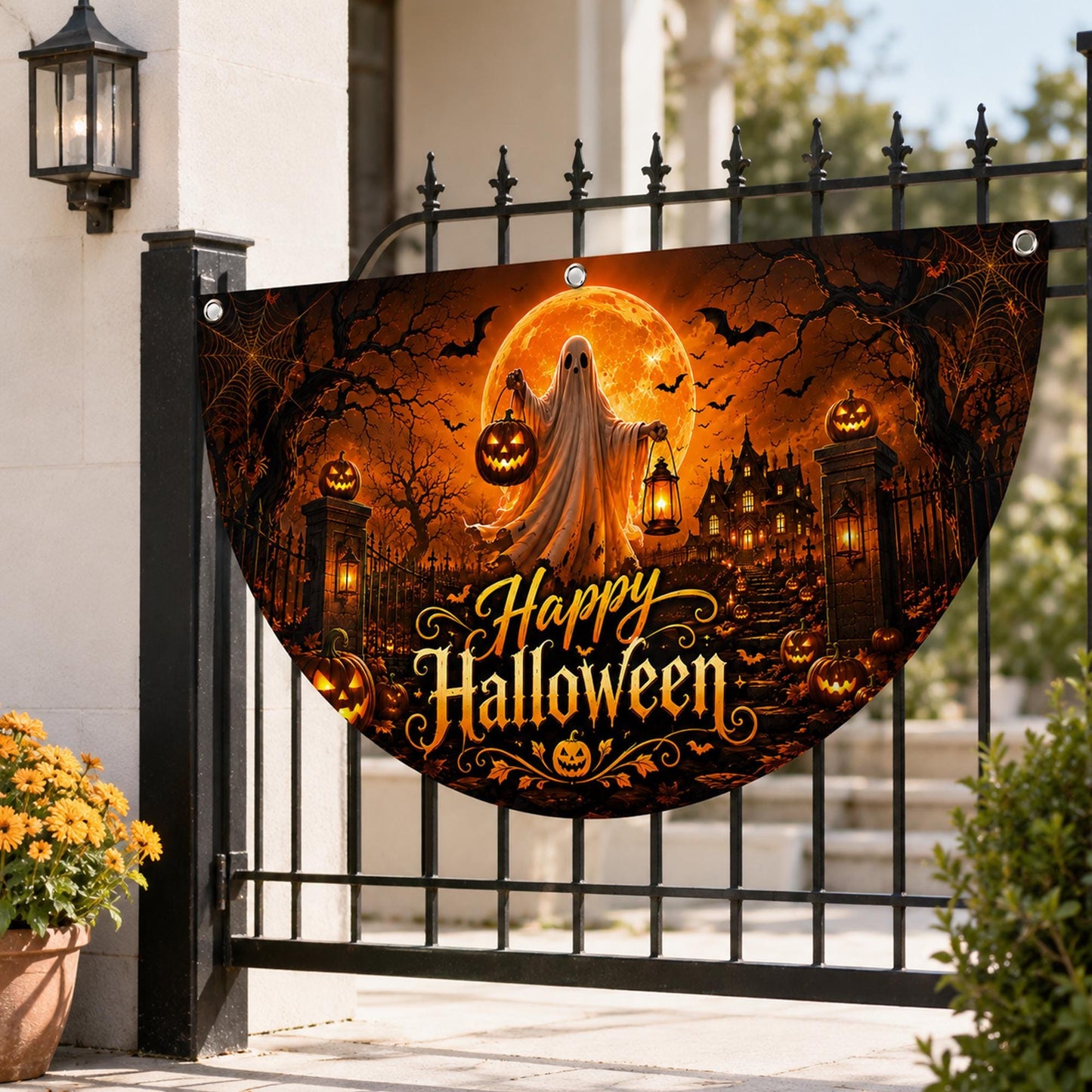 Happy Halloween Ghost Quilted Fan Flag